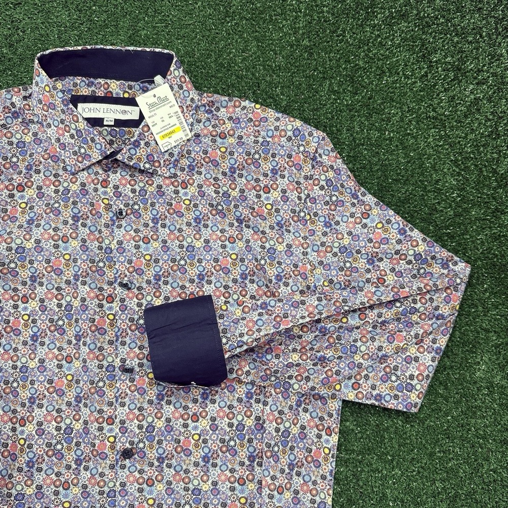 New John Lennon Men's Long Sleeve Button Shirt Size Medium Polka Dot